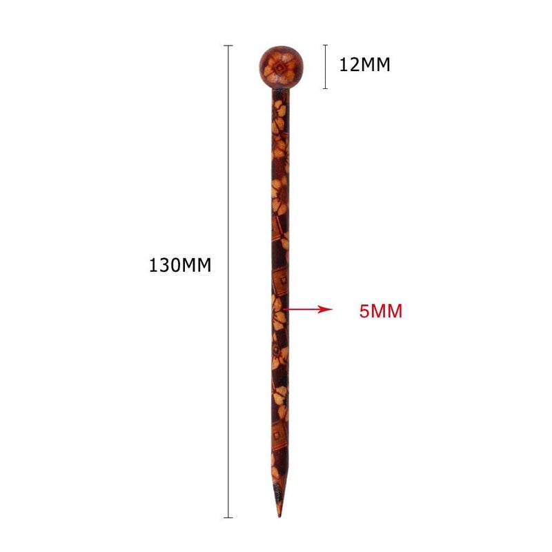 Baoblaze 6 Pieces Wood Hair Sticks Japanese Hair Chopsticks for Hair Pins for Women Long Handmade Craft 13cm - Image 3